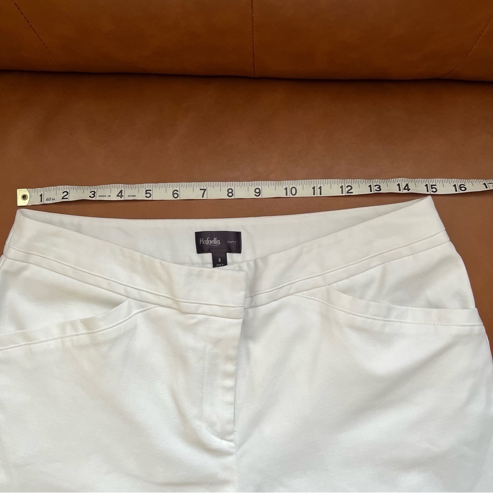 Rafaella Curvy White Straight Leg Trouser Pants Size 6 Sailor Nautical Coastal - Picture 11 of 14